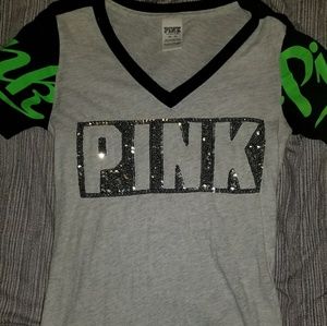 Pink Bling V-neck t-shirt